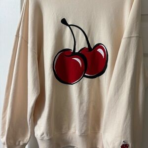 Cream Cherry Graphic Women's Sweatshirt